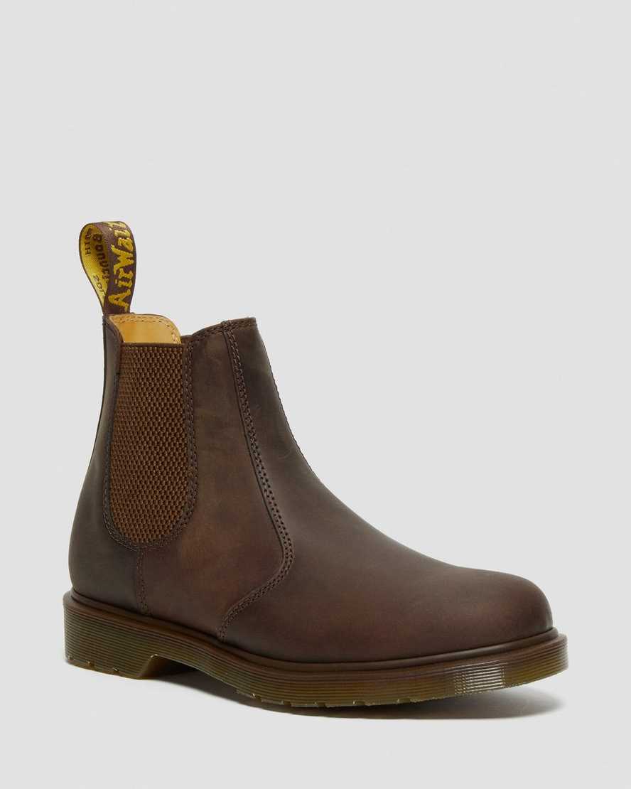 Dr. Martens 2976 Crazy Horse Lær Chelsea Støvler Dame Mørke Brune [7640GMZIW]